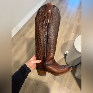 Knee high Brown Leather Cowboy Boots